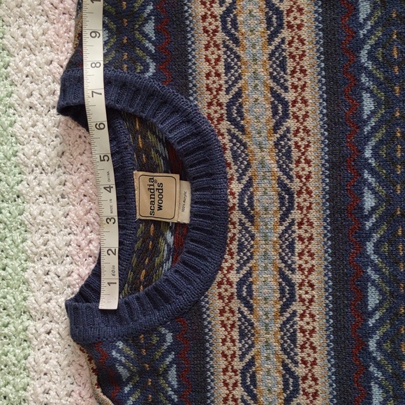 Scandia Woods 2XL Blue Tan Fair Isle Sweater - Picture 12 of 15